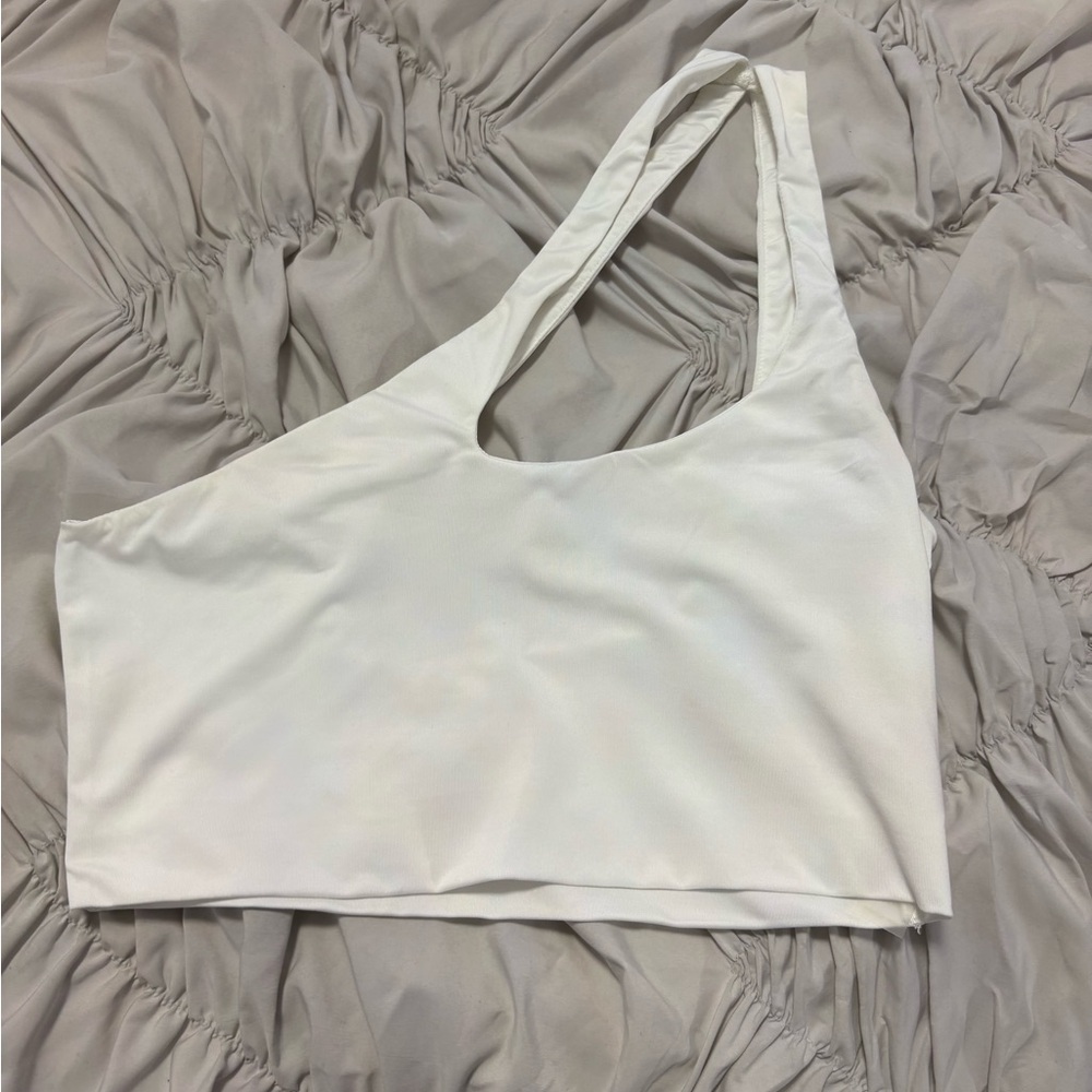 Satin one shoulder, cut out crop tank